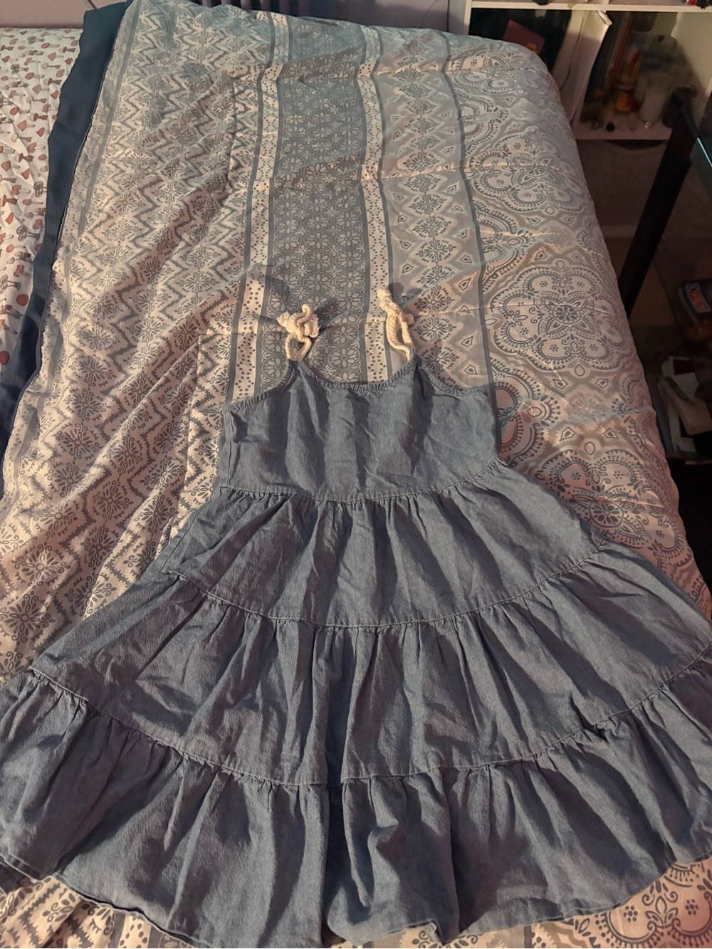 fabkids Denim-Look Blue Sundress with Rope Straps